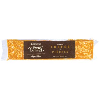 VICENS turrón de toffee y piñones Calidad Suprema estuche 300 g