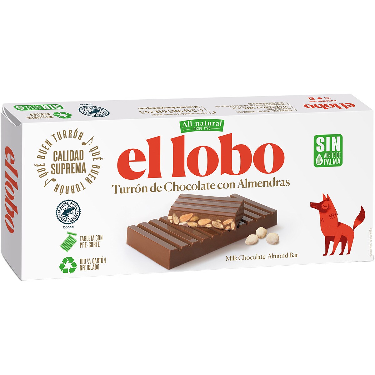 Turrón de chocolate con almendras Calidad Suprema tableta 200 g · EL