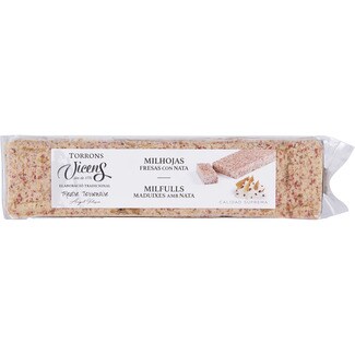 VICENS Mille-Feuille-Turrón mit Erdbeeren und Sahne Tafel 300 g