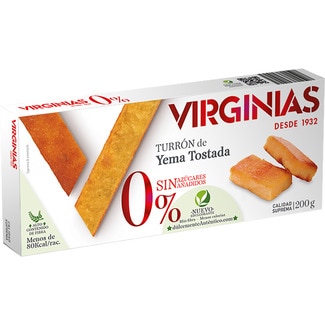 VIRGINIAS 0% turrón de yema tostada sin azúcares añadidos Calidad Suprema estuche 200 g