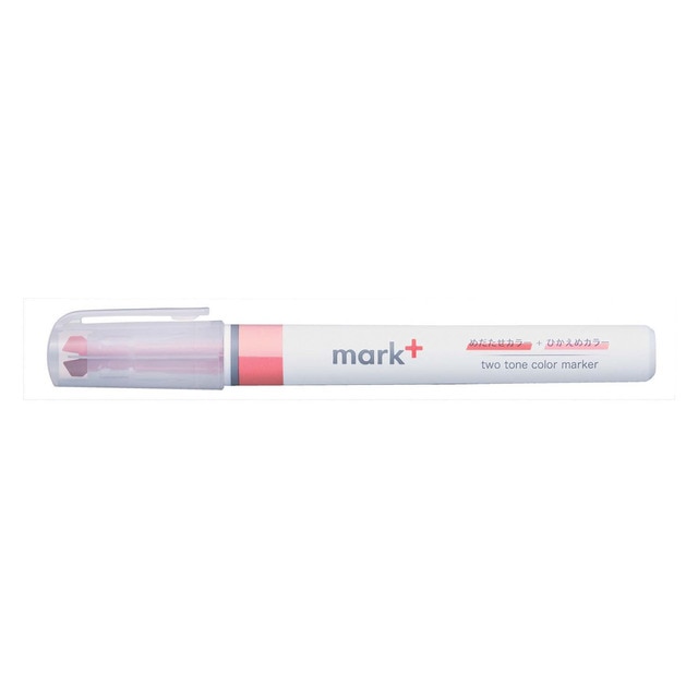 Marcador Kokuyo Mark+ doble tono rojo.