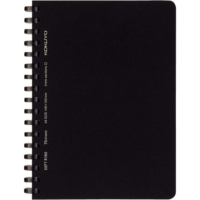Cuaderno anillas flexibles Kokuyo cuadrícula A6 negro.