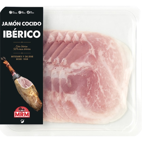 Jamón cocido ibérico 50% raza ibérica en lonchas sin gluten sin lactosa Behälter 100 g