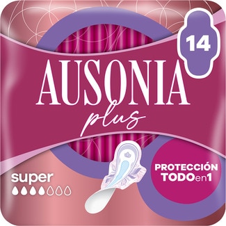 AUSONIA Ultrafine Plus All-in-1 Protection super sanitary towel with wings bag 14 units