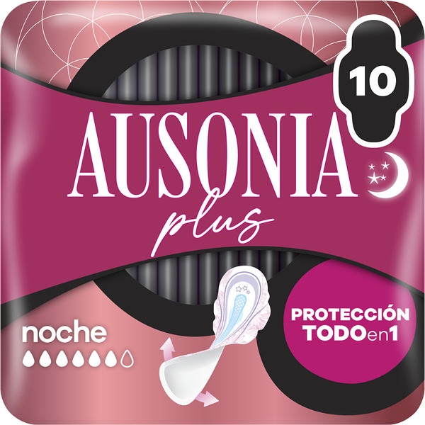 Ultrafina Plus compresa con alas Protección Todo en 1 noche bolsa 10 unidades