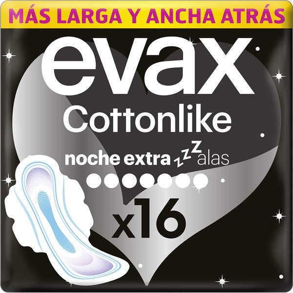 Cottonlike compresa con alas noche extra bolsa 16 unidades