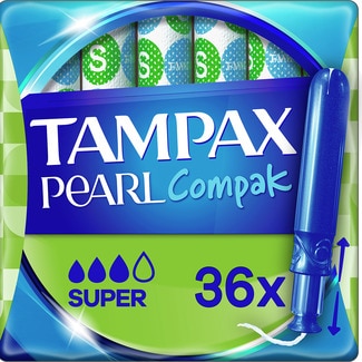 TAMPAX Compak Pearl tampones con aplicador súper caja 36 unidades