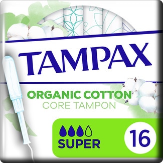 TAMPAX Cotton Protection Tampons mit Applikator Super aus organischer Watte Box 16 Einheiten