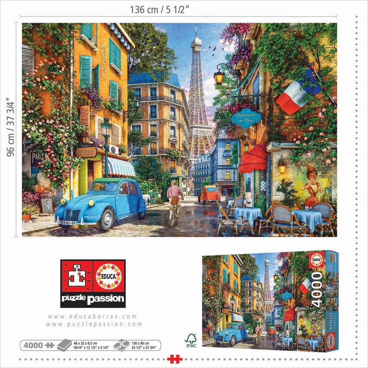 Puzzle 4000 peças ruas de paris 3