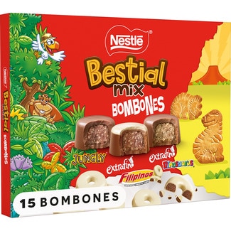 NESTLE Bestial Mix Pralinenmischung Jungly, Jungly weiß und extrafein Dinosaurus Karton 192 g