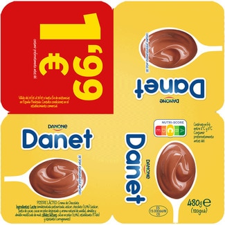 Natillas de chocolate sin gluten pack 4 unidades 120 g - Danone Danet