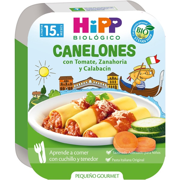 Pequeño Goumet canelones con tomate, zanahoria y calabacín ecológicos desde 15 meses Becher 250 g desde 15 meses