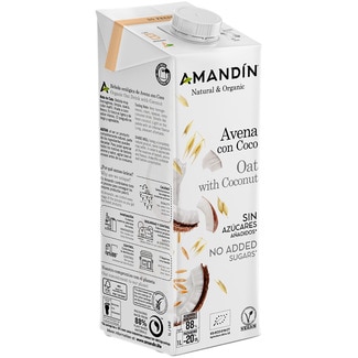 Bebida de avena con coco ecológica, sin azúcares añadidos y vegana envase 1 l - Amandin