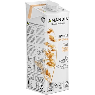 Bebida de avena ecológica, sin gluten, sin azúcares añadidos y vegana brik 1 l - Amandin
