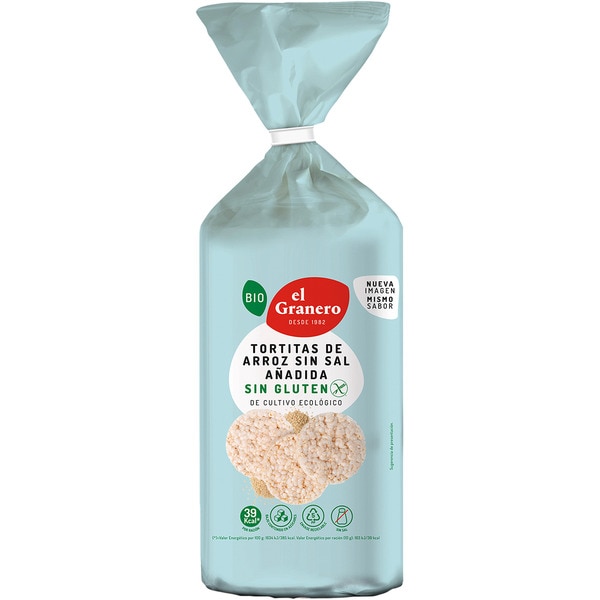 Bio organic rice cakes with no added salt, gluten-free bag 115 g
