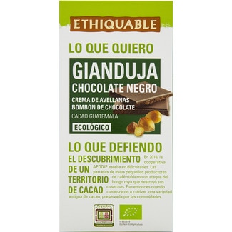 ETHIQUABLE Gianduia organic intense dark chocolate with hazelnuts tablet 100 g