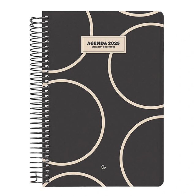 Agenda 2025 classic DIN A5 día página espiral Liderpapel negro.