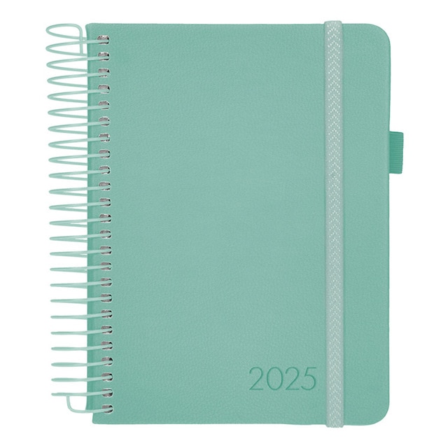 Agenda 2025 DIN A5 día página espiral Neon Liderpapel verde.
