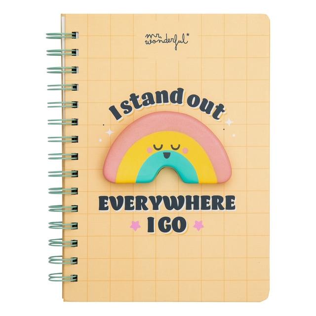 Libreta A5 arcoíris 3D Mr Wonderful: I stand out everywhere I go.