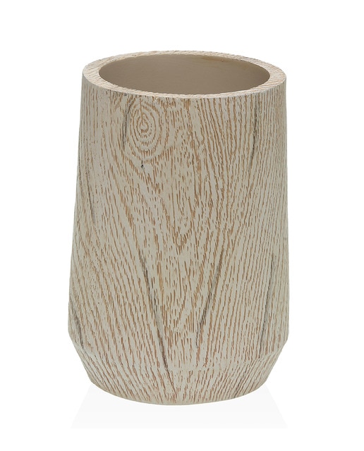 Vaso para cepillos acabado madera