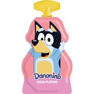Pouch sabor fresa y plátano con calcio + vitamina D para llevar sin gluten pack 4 unidades 70 g - Danone Danonino
