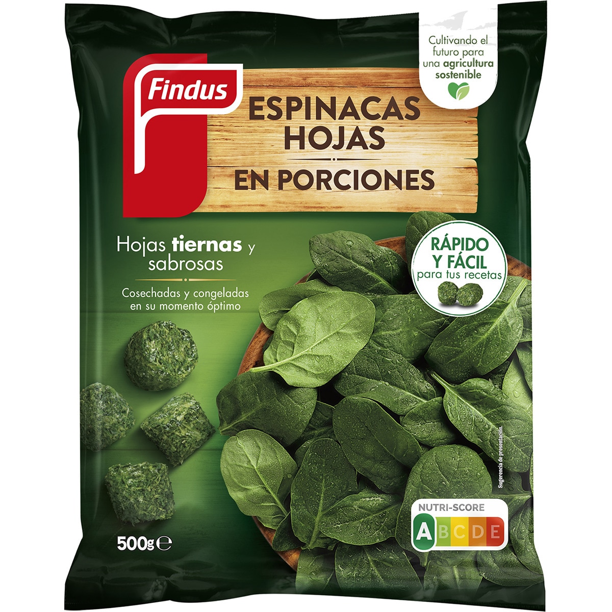 espinacas en hojas miniporciones