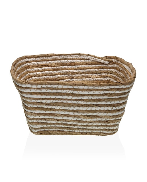 Cesta natural-blanca cuadrada