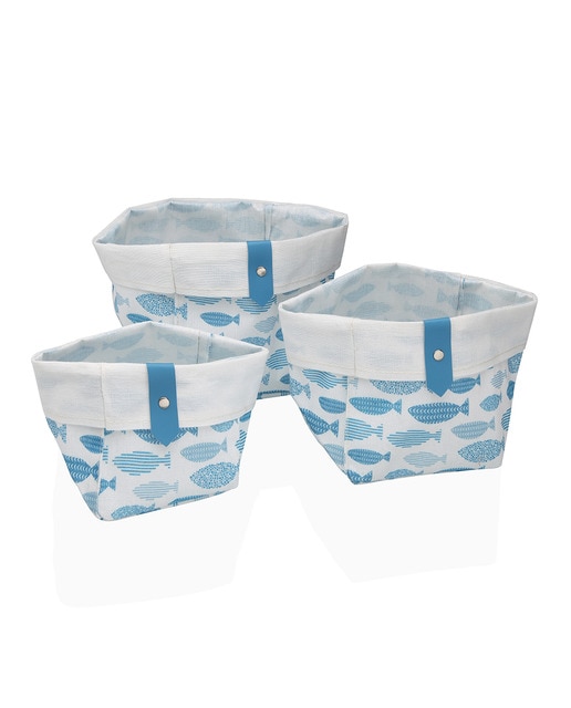 Set 3 cestas cuadradas aqua
