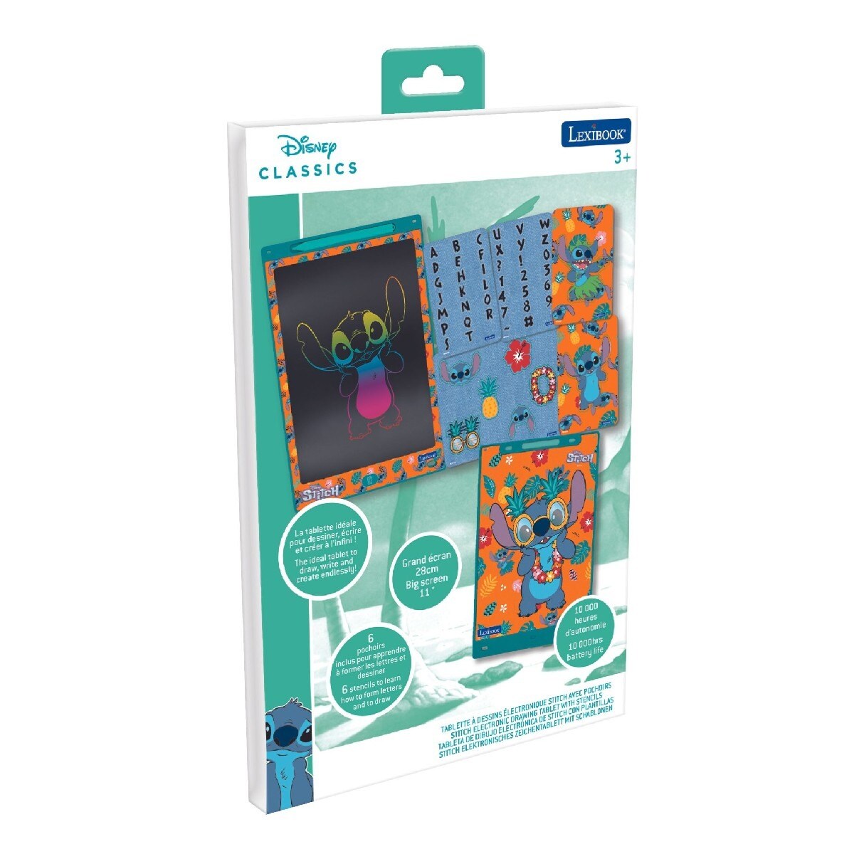 Quadro de tinta eletronica Stitch de 11'' com estênceis e desenhos para aprendizagem multicolorida 2