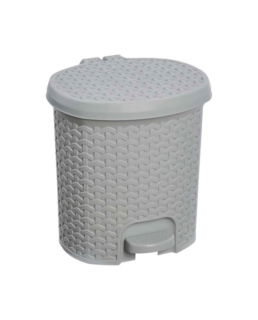 Cubo de basura, papelera polivalente, con tapa, diseño rattán, capacidad 5,5L, tamaño 22,5x24x26