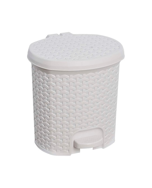 Cubo de basura, papelera polivalente, con tapa, diseño rattán, capacidad 5,5L, tamaño 22,5x24x26