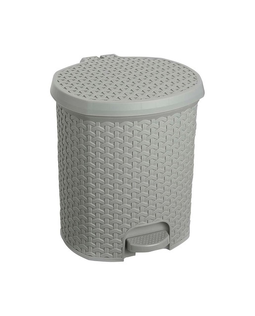 Cubo de basura, papelera polivalente, con tapa, diseño rattán, capacidad 11,5L, tamaño 27,5x29x32,5