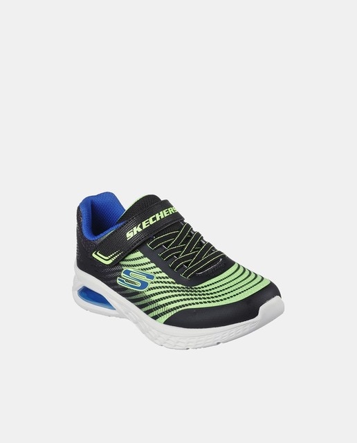 Zapatillas de niño en verde bajas tipo running con cámara de aire y cierre adherente