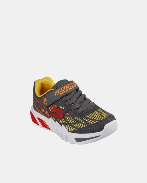 Zapatillas de niño en amarillo bajas tipo running con luces y cierre adherente