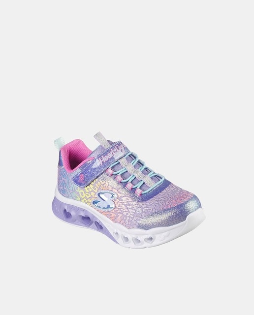 Zapatillas de niña en morado bajas tipo running con luces y cierre adherente