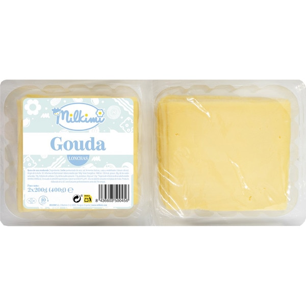 queso gouda en lonchas pack 2 containers 200 g