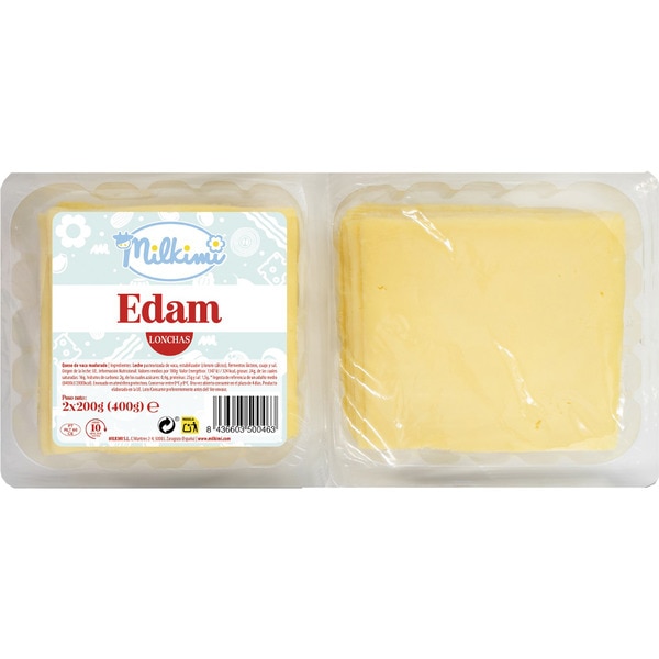queso edam en lonchas pack 2 envases 200 g