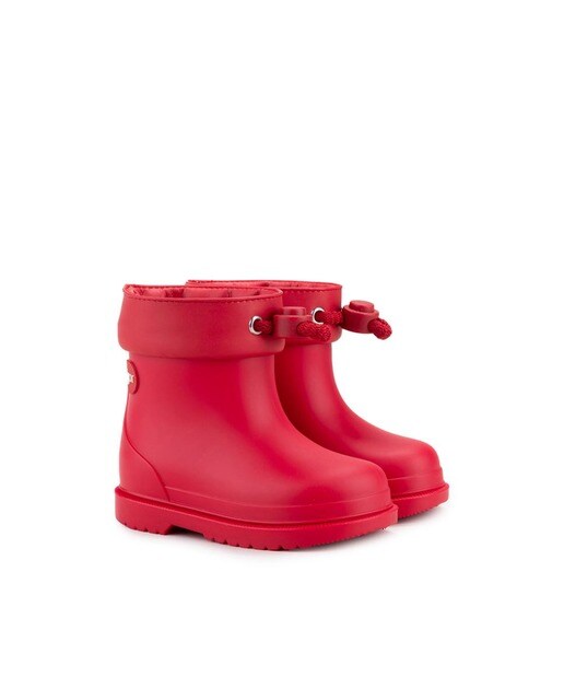 Botas de agua de bebés rojas con cordón