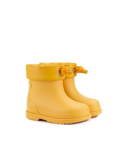 Botas de agua básicas de bebés amarillas con cordón