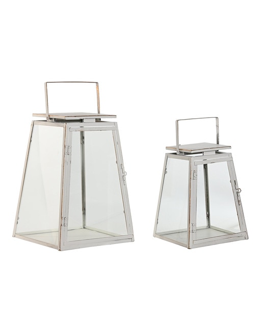 Farola set 2 metal cristal 26x