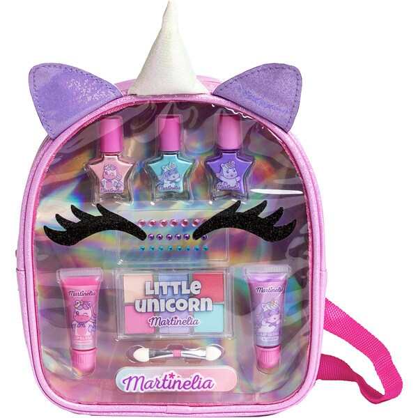 Unicornio bolsa de cosméticos infantil con 3 esmaltes de uñas, 2 brillos labiales