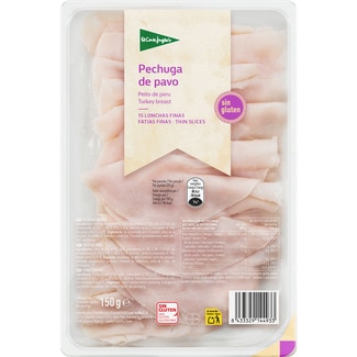EL CORTE INGLES Putenbrustaufschnitt in dünnen Scheiben glutenfrei laktosefrei Behälter 150 g