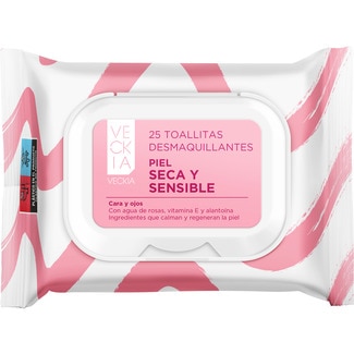 VECKIA make-up removal wipes dry and sensitive skin for face and eyes packet 25 units