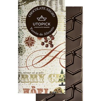 UTOPICK chocolate negro con turrón de Alicante tableta 80 g