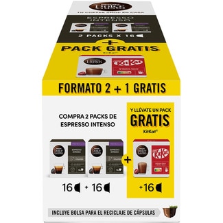 Café Espresso Intenso intensidad 7 pack 2 envases 16 cápsulas - Nescafe Dolce Gusto