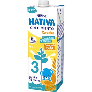 Crecimiento preparado lácteo infantil con cereales de 12 a 36 meses sin azúcar añadido brik 1 l sin aceite de palma - Nestle Nativa