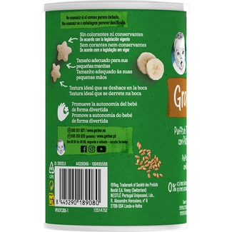 Grain & Grow puffs snacks ecológicos de cereales con plátano 0% azúcares añadidos lata 35 g desde 8 meses - Gerber