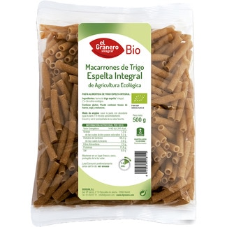 EL GRANERO INTEGRAL Bio-Vollkorn-Makkaroni mit Dinkel aus ökologischem Anbau Behälter 500 g