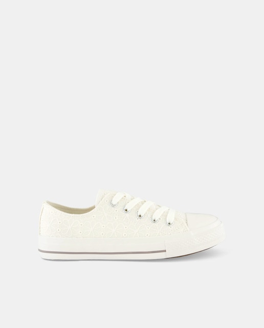 Zapatillas de lona bordada de niña con cordones