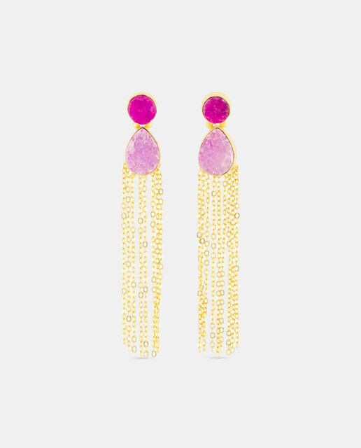 Pendientes cadenas piedra